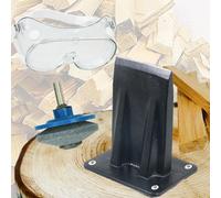 Spares2Go Kindling Splitter Blade Sharpener Drill Attachment Safety Goggles Kit Log Wood Splitting Chisel Wedge Set (Large)