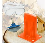 Spares2Go Kindling Splitter Firewood Splitting Base + Drill Blade Sharpener Attachment + Safety Goggles Kit