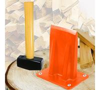 Spares2Go Kindling Splitter Lump Hammer Log Firewood Splitting Heavy Duty Mounted Wood Timber Chisel Wedge Kit