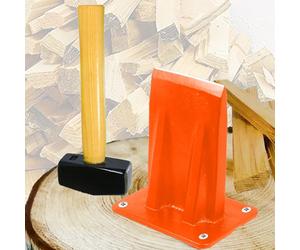 Spares2Go Kindling Splitter Lump Hammer Log Firewood Splitting Heavy Duty Mounted Wood Timber Chisel Wedge Kit