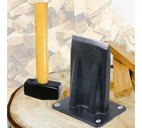 Spares2Go Kindling Splitter Lump Mallet Hammer Kit Heavy Duty Mounted Log Splitting Wood Chisel Wedge Set (Large)