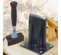 Spares2Go Kindling Splitter Lump Sledge Hammer Kit Heavy Duty Mounted Log Splitting Wood Chisel Wedge Set (Large)
