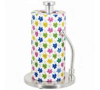 Spares2Go Kitchen Roll Holder Weighted Base Stainless Steel Paper Towel Stand With Spring Tension Arm (Silver)