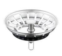 SPARES2GO Stainless Steel Waste Strainer Plug Drain Sink Stopper for Kitchen Sinks Bath Shower (with Rubber Seal)