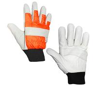 Spares2go Large Hi Visibility Chainsaw Protective Safety Gloves - Size 10 - Both Hands Protected
