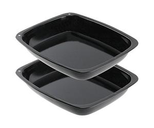 Spares2go Large Vitreous Enamel Roasting Tins Oven Baking Trays (Pack of 2)