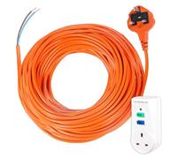 Spares2Go Lawnmower Power Cable 20 Metre Mains Lead + Rcd Safety Plug Trip Switch Adaptor