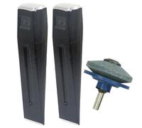 Spares2Go Log Splitter Blade Sharpener Kit 1.5Kg 8" Wood Splitting Timber Chisel Wedges + Drill Attachment