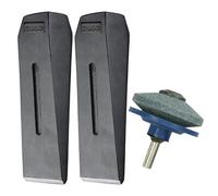 Spares2Go Log Splitter Blade Sharpener Kit 2.5Kg 10" Wood Splitting Timber Chisel Wedges + Drill Attachment
