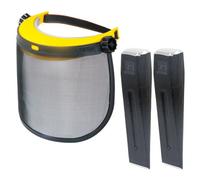 Spares2Go Log Splitter Face Shield Kit Wood Timber Splitting Log Chisel Wedges (Pack Of 2) + Protective Mesh Visor Set