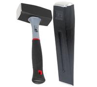 Spares2Go Log Splitter Lump Hammer 2Kg Club Mallet + 1.5Kg 8" Chisel Wedge Wood Splitting Maul Kit