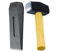 Spares2Go Log Splitter Lump Hammer Kit 6Lb 10" Chisel Wedge Wood Splitting Maul + 4Lb Sledge Club