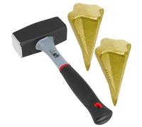 Spares2Go Log Splitting Hammer Kit (2Kg / 4Lb Lump Club Mallet + Wood Splitter Maul Wedges X 2)