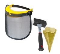 Spares2Go Log Splitting Safety Kit (Splitter Maul Wedge + 4Lb Lump Hammer + Mesh Visor Shield)