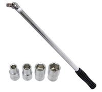 Spares2Go Long 1/2'' Drive Wheel Balance Iron Flexi Breaker Bar 4 Nut Socket Set 17mm 19mm