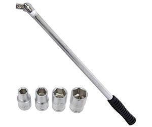 Spares2go Long 18" inch 1/2'' Drive Wheel Balance Flexi Knuckle Breaker Bar & Socket Set