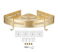Spares2Go Luxury Shower Corner Shelf Storage Rack Bathroom Kitchen Bedroom Caddy Organiser (Brushed Gold)