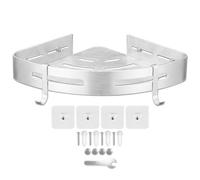 Spares2Go Luxury Shower Corner Shelf Storage Rack Bathroom Kitchen Bedroom Caddy Organiser (Brushed Silver)