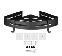Spares2go Luxury Shower Corner Shelf Storage Rack Bathroom Kitchen Bedroom Caddy Organiser (Matt Black)
