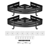 Spares2Go Luxury Shower Corner Shelf Storage Rack Bathroom Kitchen Bedroom Caddy Organiser (Matt Black, Pack Of 2)