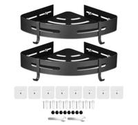 Spares2go Luxury Shower Corner Shelf Storage Rack Bathroom Kitchen Bedroom Caddy Organiser (Matt Black, Pack of 2)