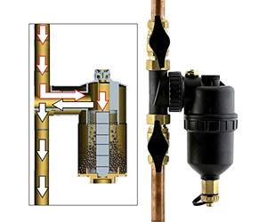 SPARES2GO Magnetic Boiler Filter Inline with 22mm Brass Threaded Connections