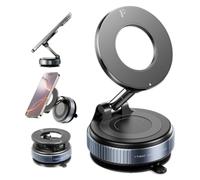 Spares2go Magnetic Car Phone Holder Adjustable Dashboard Windshield Mount | Universal Smartphone Compatibility, 360° of Rotation and Twist-Lock Vacuum Suction Pad, Ideal for Vehicle, Home, Office Use