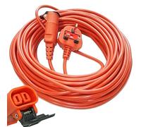 SPARES2GO Mains Cable for Bosch Rotak 34 36 370 40 43 430 Lawnmowers (20m) | Extra Long 20 Metres, Power Lead with Socket Connector, High Visibility Orange