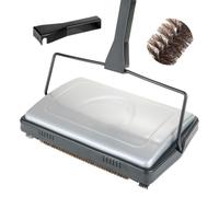 SPARES2GO Manual Carpet Sweeper Push Cleaner with Detachable Cleaning Comb | No Power Required, Non-electric, great for pet hair, horsehair brush rolls