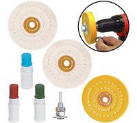 SPARES2GO Metal Cleaning, Polishing & Buffing Wheels and Compounds Kit for Drill (7 Pieces)