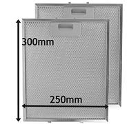 SPARES2GO Metal Mesh Filter for Beko Cooker Hood/Kitchen Extractor Fan Vent (Pack of 2 Filters, Silver, 300 x 250 mm)