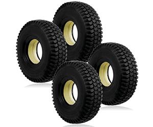 SPARES2GO Mobility Scooter Tyre 3.00 x 4 Solid Block Tread 3.00-4 300x4 260x85 No Puncture x 4