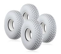 SPARES2GO Mobility Scooter Tyre 4.00x5 Block Tread 4.00-5 400x5 400-5 330x100 Solid PU Filled (No Punctures, Grey) x 2 Pack