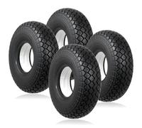 SPARES2GO Mobility Scooter Tyre 4.00x5 Block Tread 4.00-5 400x5 400-5 330x100 Solid PU Filled (No Punctures, Black) 4 Pack