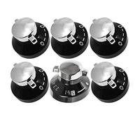 Spares2Go New World Genuine Gas Hob Oven Cooker Control Knobs (Black/silver, Pack Of 6)