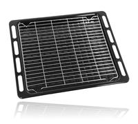 SPARES2GO Oven Grill Tray Crisper Shelf Drip Pan & Rack Stand 476mm x 374mm | Full Width, 47.6cm x 37.4cm, Complete Replacement Roasting Tin, Lower Base or Top Grilling Shelving, Vitreous Enamel Coating