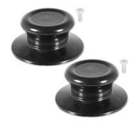 Spares2Go Pan Lid Knob Handle Kitchen Cookware Black Round Bakelite Hand Grip Replacements (Pack Of 2)