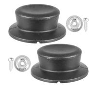 Spares2Go Pan Lid Knob Handle Kitchen Cookware Black Round Curved Hand Grip Replacements (Pack Of 2)