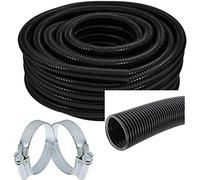 SPARES2GO Pond Hose Corrugated Flexible Filter Pipe Flexi Tube + 2 Clamp Clips (20mm, 5M)