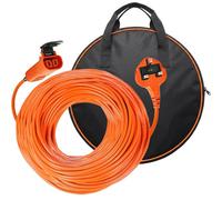 SPARES2GO Extra Long Power Cable Lead Plug for Bosch Rotak 34 36 40 43 370 430 Ergoflex Lawnmower (25m) + Storage Bag