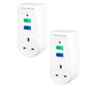 Spares2Go Rcd Safety Plug Single Socket Circuit Breaker Electrical Power Trip Switch Adaptors (Pack Of 2, 13A, 230-240V 50Hz)