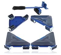 SPARES2GO Roller Lifter Wheels for Workshop Garage Machinery Furniture Tool Storage (4 x Rollers, 1 x Lifting Bar)