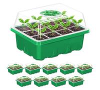 Spares2go Seed Starting Propagator Tray Garden Plant Seedling Germination Starter Grow Kit (Pack of 10, 120 Cells)