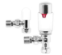 Spares2Go Self Balancing Trv Kit 15mm Thermostatic Radiator Valve Lockshield Heating Temperature Regulating Flow Control Set