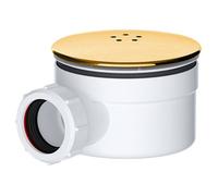 Spares2Go Shower Trap For 90mm Tray Plug Hole 1.5" Luxury Drain Water Waste Dome Base Kit (Brushed Brass)