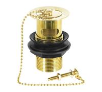 Spares2Go Sink Basin Waste Luxury Slotted Brass Overflow Plug With Chain And Stay (40mm 1 1/4", Gold Finish)