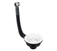 Spares2Go Sink Waste Basket Strainer Plug 1 1/2" Bsp Kitchen Bathroom Basin Unit (Gloss White, With Overflow Pipe Outlet)