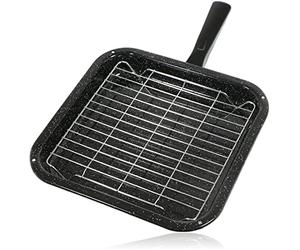 Spares2go Small Square Universal Grill Pan, Rack & Detachable Handle for Oven Cookers