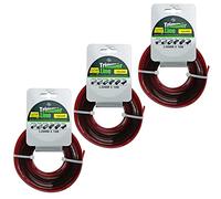 SPARES2GO Square 3.0mm Diameter 15m Pro Cord Line for McCulloch Strimmer Trimmer (Pack of 3)