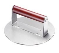 Spares2Go Stainless Steel Burger Press Non Stick Bbq Meat Grilling Smasher Tool With Heat Resistant Wooden Handle (6.3" Diameter)